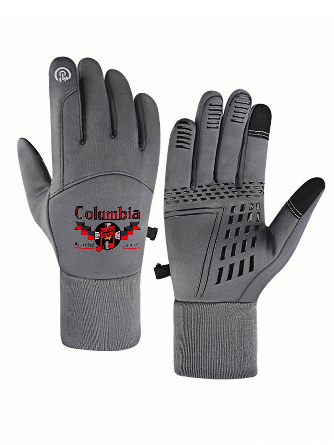 1pc with  Columbia Records VintageIconic Logo Music Fan winter gloves mountaineering gloves Touch Screen cold proof Winter Activities unisex sports gloves Warmest winter gifts Soft