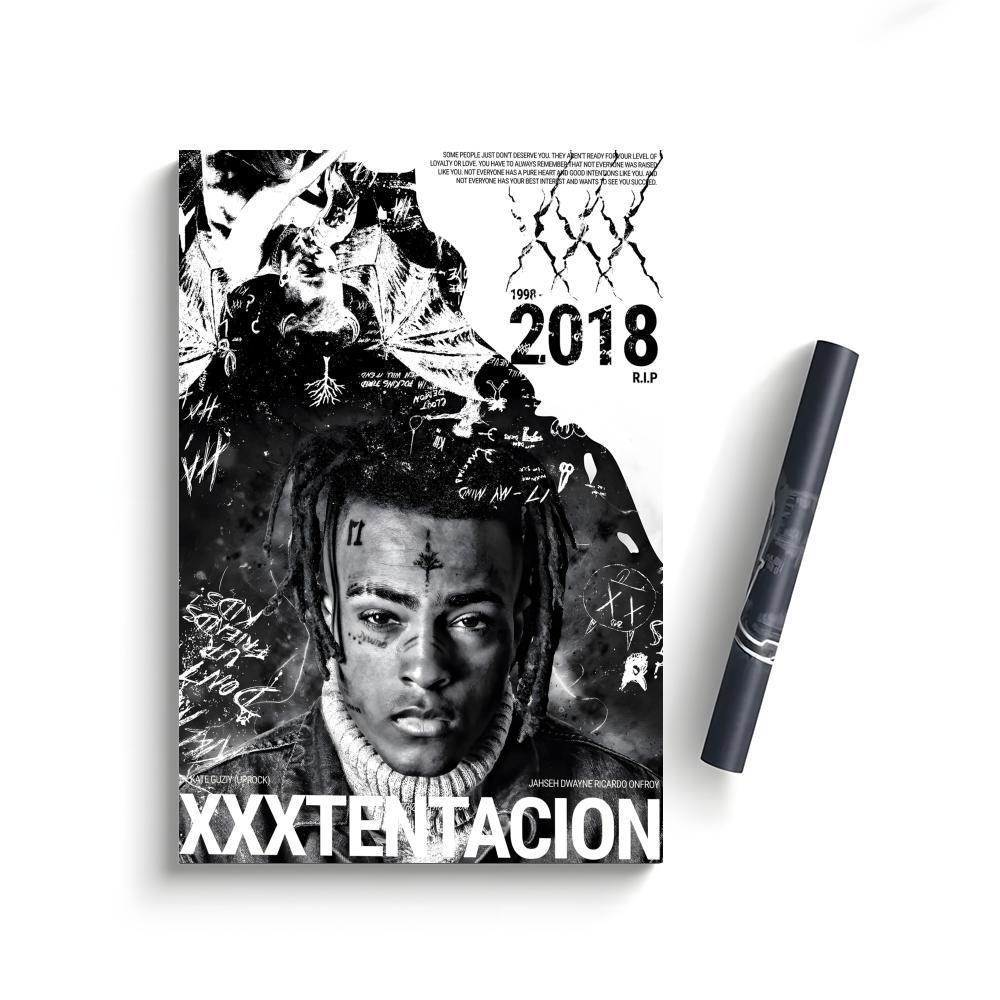 XXX-Tentacion Rock Rapper Music Albums Cover Skins Poster Self-Adhesive Waterproof Art Sticker, Aesthetic Minimalist Wall Poster for Coffee Shop, Bar & Home Room Decor