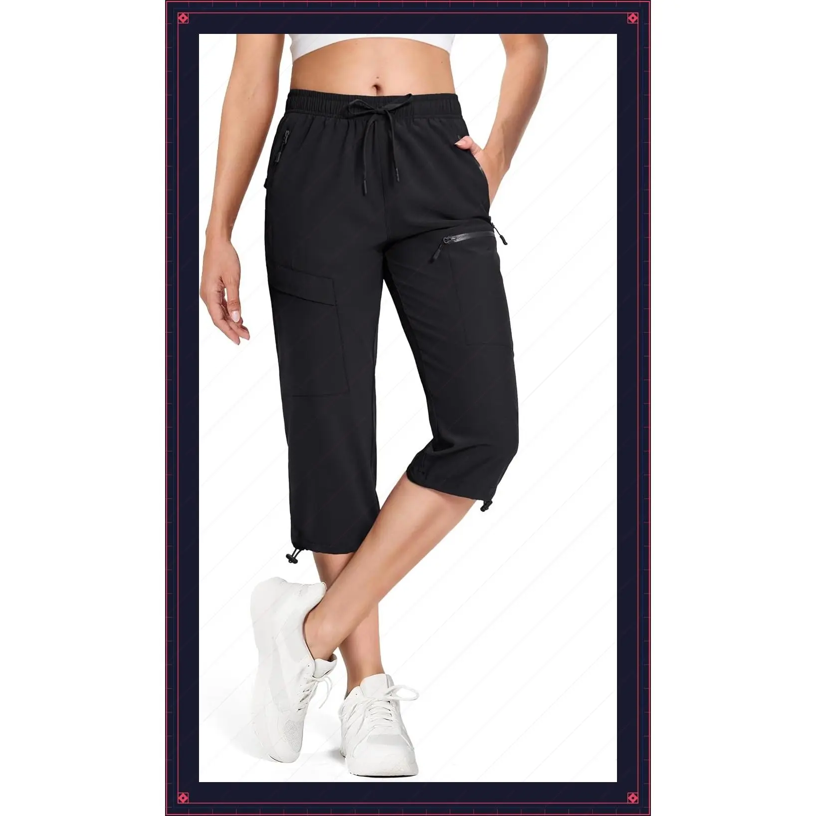 Women's Lightweight Quick Dry Hiking Capri Pants with 5 Pockets, UPF 50+ Cargo Capris for Summer Travel, Golf, Workout & CasualGift