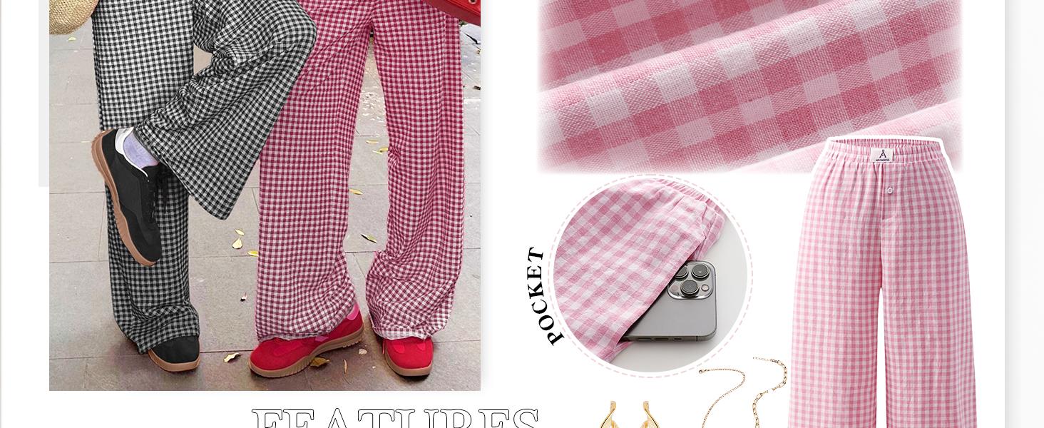 ANRABESS Womens Striped Gingham Pants 2025 Pajama Lounge Boxer Pants Cute Comfy PJ Bottoms with Pockets Fall Y2K Outfits