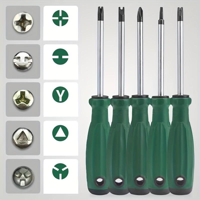 5-Piece Irregular Screw DIY Set, U-Shaped Y-Shaped Triple Tip Cross Triangle Screwdriver, Universal Manual Tool, Super Durable Repair Tool