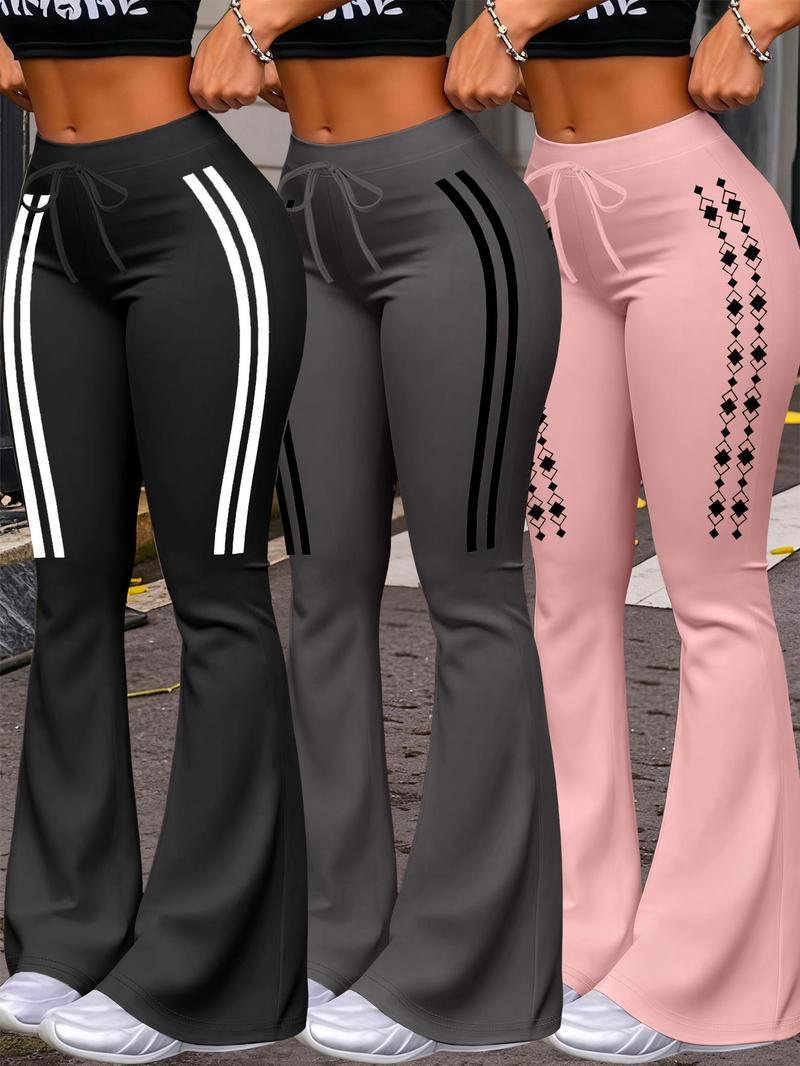 Women's Casual Fashion Long Pants, Unique Print, Drawstring Waist, Milk Silk Yoga Pants, All-Season Wide Leg Jogger Pants