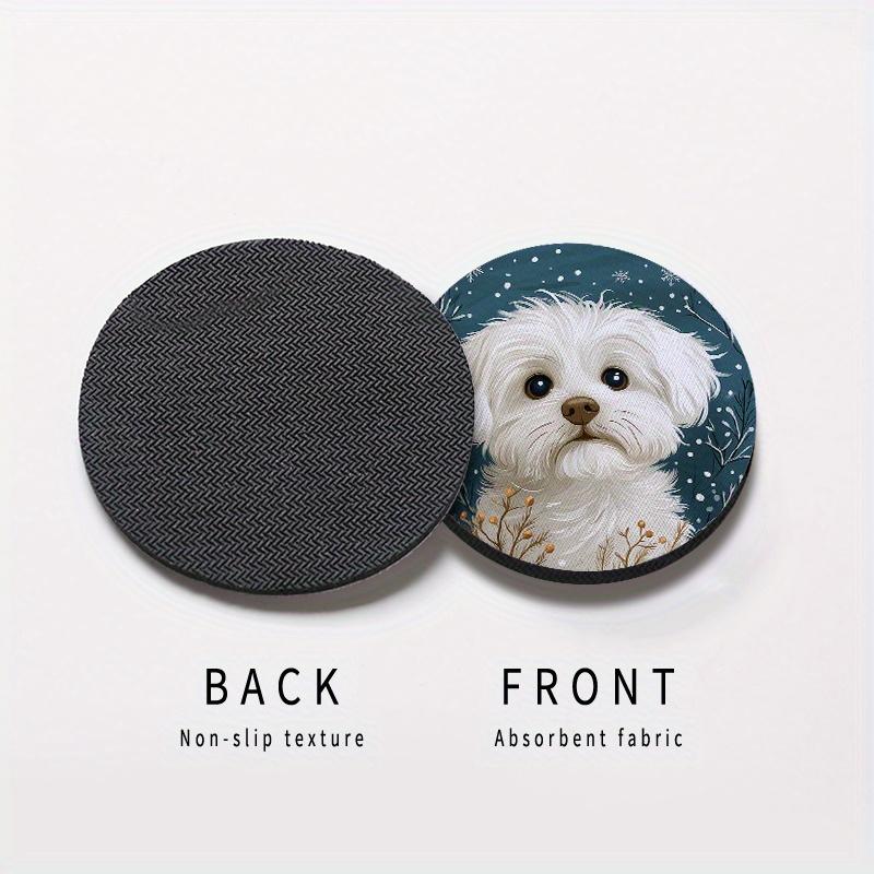 2pcs Adorable Dog Print Car Cup Holders - Non-Slip Rubber Mat with Decorative Design for Vehicle Interior, Perfect for Waterproof Cup Protection, Cup Holder Accessories | Playful Dog Design | Rubber Absorbent Material, Cup Holders for Car
