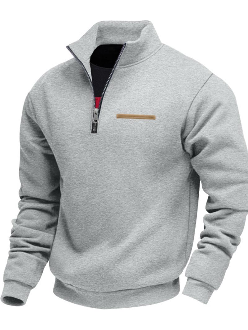 Men's Half - Zip Pullover with Contrast Zipper & Pocket - Stand - Up Collar, Ribbed Trim, Athletic Fit. Designed for All Day Wear in Casual & Light Outdoor Settings, Suitable for Urban Commutes, Weekend Walks & Adventures. Half Zip Sweatshirts
