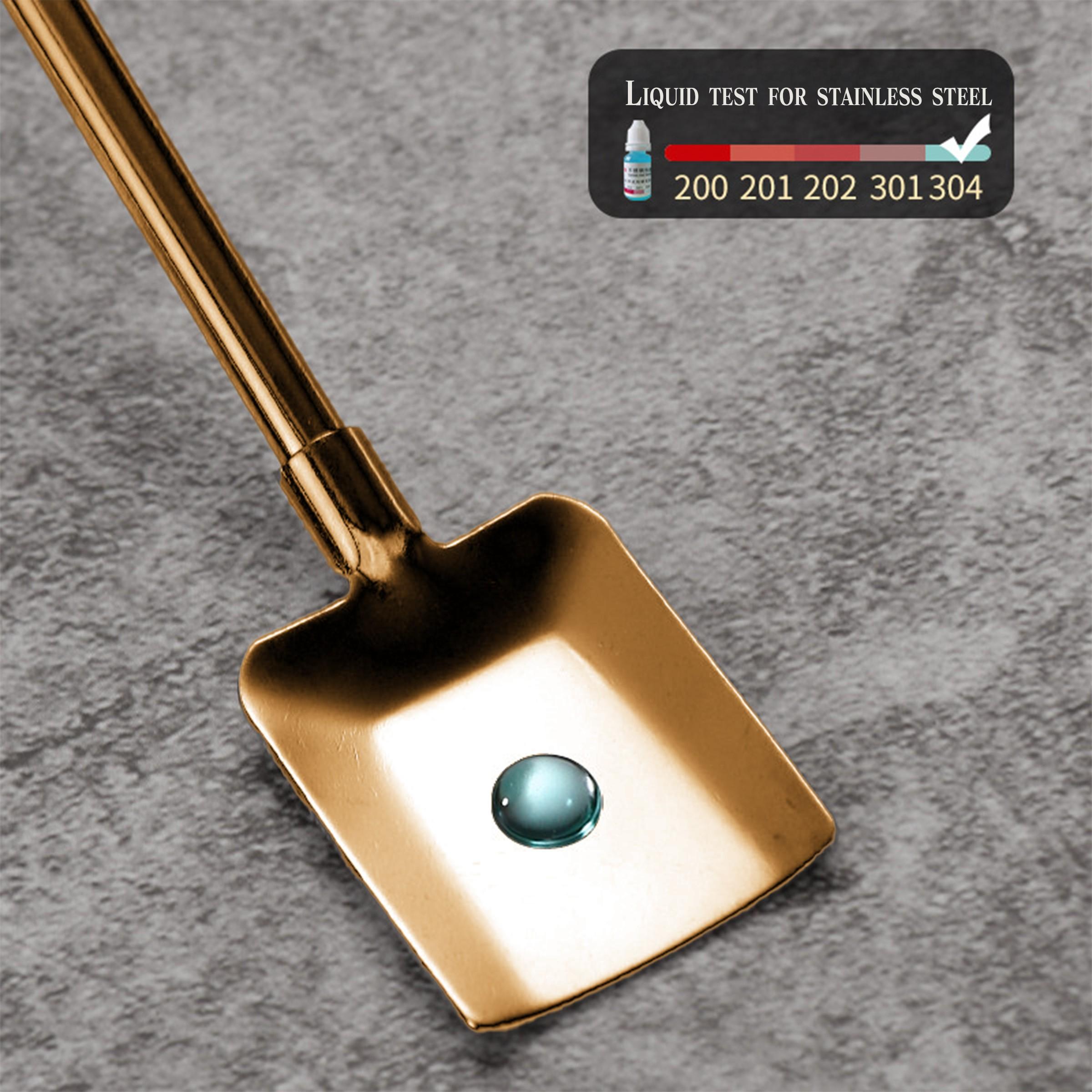 Creative 304 Iron Shovel Straw Spoon Combo, Two-In-One Drink Stirrer, Juice Tea Coffee Mixer, Watermelon Scoop Spatula, Stirring