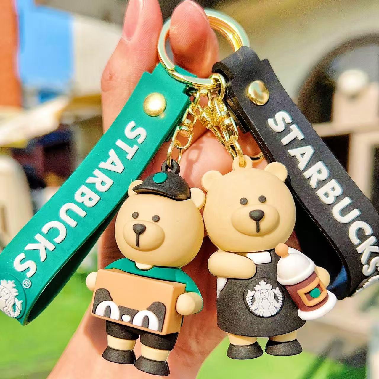 Starbucks Bear Keychain, Car Bag Charm, Perfect Gift, Cute Accessory, Ideal for Office Workers, Stylish & Functional