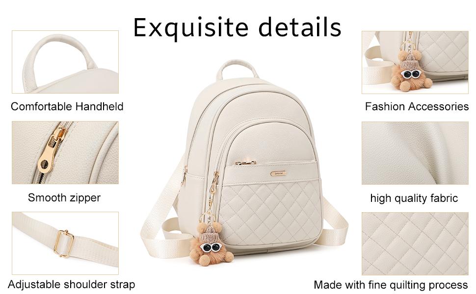 BAGOK Quilted Classic Mini Backpack Purse for Women with  display picture 1