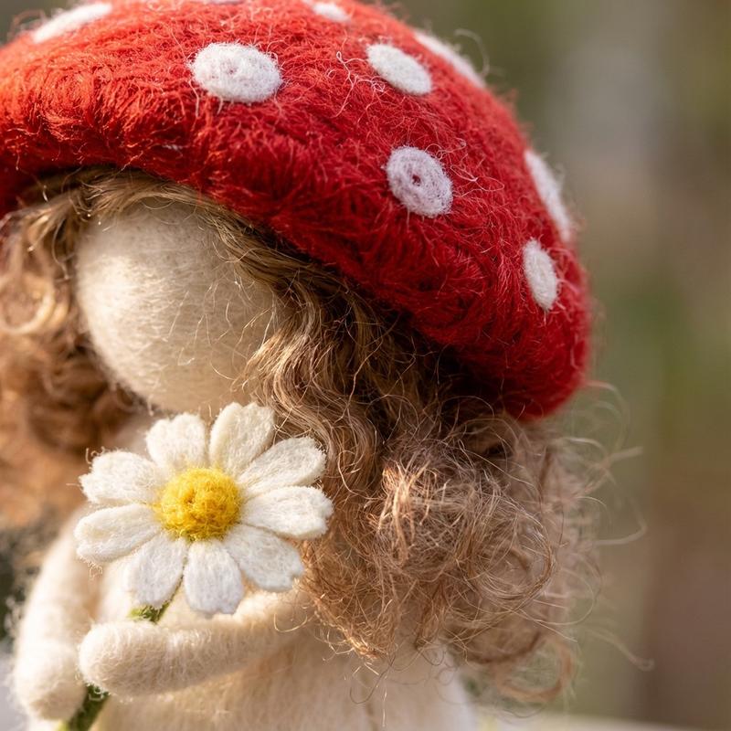 1Set Needle Felting Kit, Felting kits for Beginners adult with Step-by-Step Tutorials, Mushroom Girl DIY Felting Kit, Cute Funny Home Decorative Ornaments, Birthday Valentine's Day and Christmas Novelty Gifts, Diy Handmade Craft