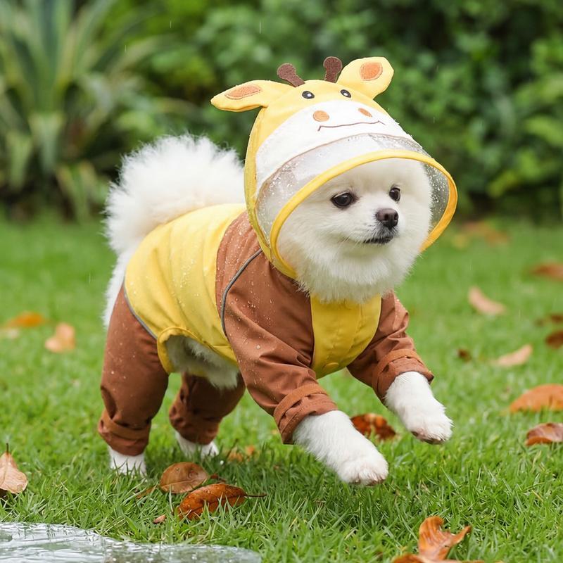All-Season Pet Raincoat with Transparent Visor - 4-Legged Waterproof Rain Jacket for Dogs (Small to XL) & Cats , Windproof & Rainproof Pet Clothin