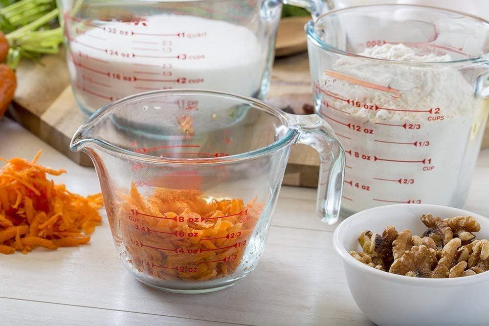 Pyrex Essentials (2-Pack) Glass Measuring Cups Set, (1 & 2 Cup) Measuring Cups For Prepping, Baking and Cooking, Preheated Oven, Dishwasher, Freezer, and Microwave Safe