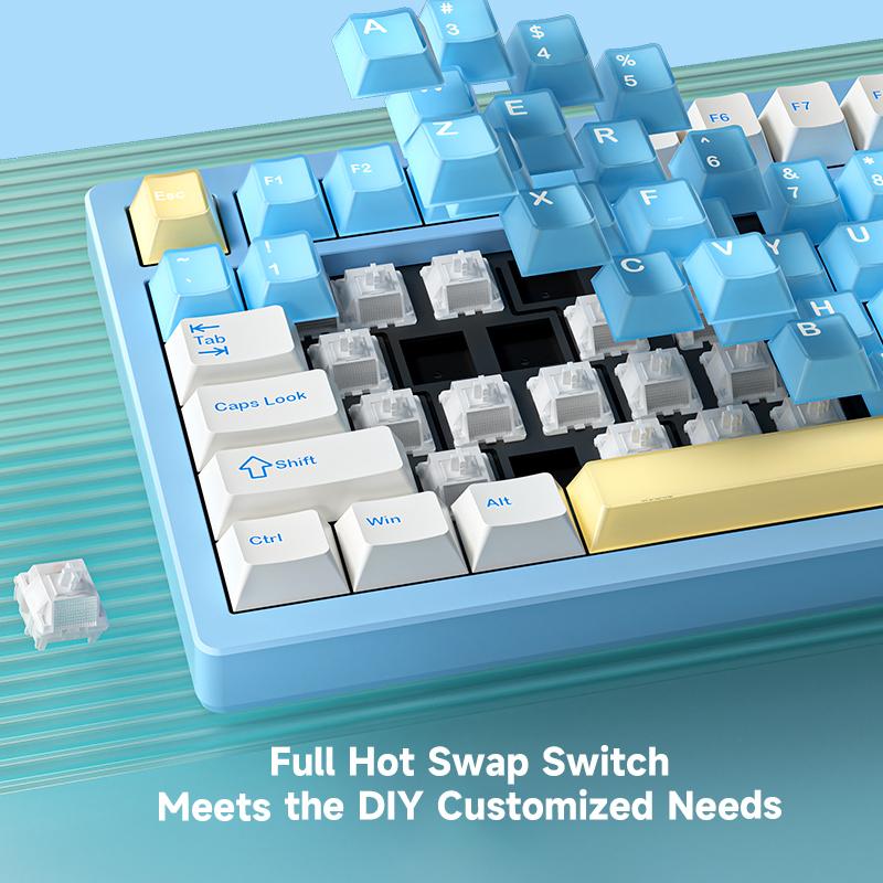 FURYCUBE F75Ultra 75% CNC Aluminum Mechanical KeyboardSouth Facing RGB Backlight 2.4G BT USB Wired with HMXGrape Huano Latte 5- Pin Hot-Swappable Switches &BlackWhite PTB Keycaps Gaming Keyboard for PC FURYCUBE F75Ultra 75% CNC Aluminum Mechanical KeyboardSouth Facing RGB Backlight 2.4G BT USB Wired with HMXGrape Huano Latte 5- Pin Hot-Swappable Switches &BlackWhite PTB Keycaps Gaming Keyboard for PC