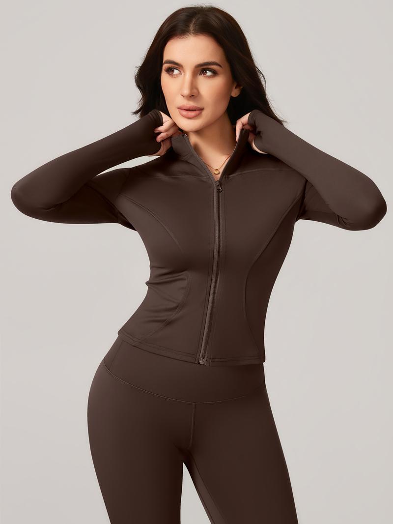 Women's Two-Piece Slim-Fitting Workout Set, Long Sleeve Top and Below-Ankle Sports Pants with Natural Waistline, All-Season Wearable Comfort Tracksuit Set