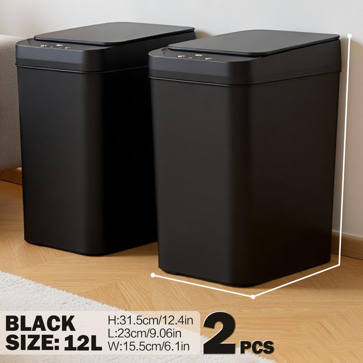 1-3 Pack Black Automatic Small Bathroom Trash Can with Lid —— 3.1 Gallon Touch-Free Intelligent Garbage Bin, Touchless Trash Can with Motion Sensor, Slim Dog-Proof Wastebasket, Plastic Wastebasket for Bedroom, Office, Kitchen