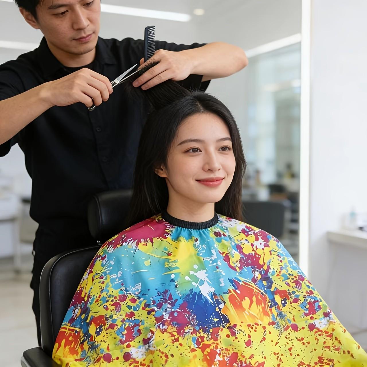 Colorful Fashion Creative Hairdressing Apron, Adjustable Collar Size, Durable and Easy to Clean, Perfect for Salon or Home Use