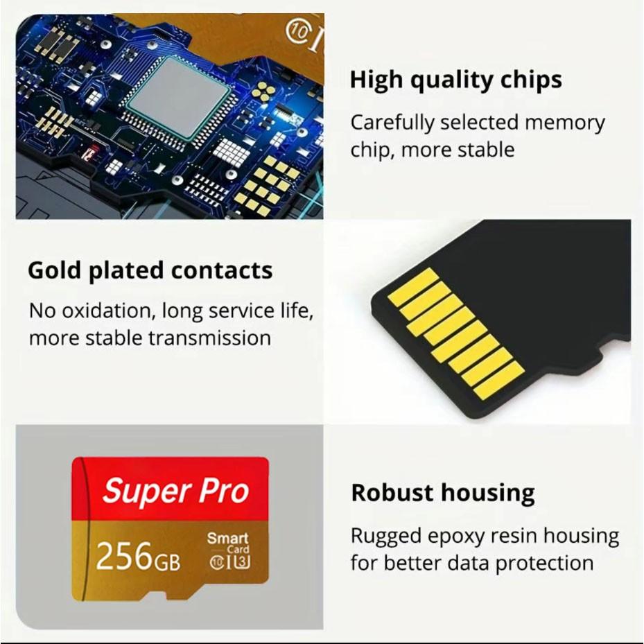 Micro SD Card with Adapter, Compatible with Android Phones, Pcs, Computers, Cameras, Car Navigation, Storage Solution
