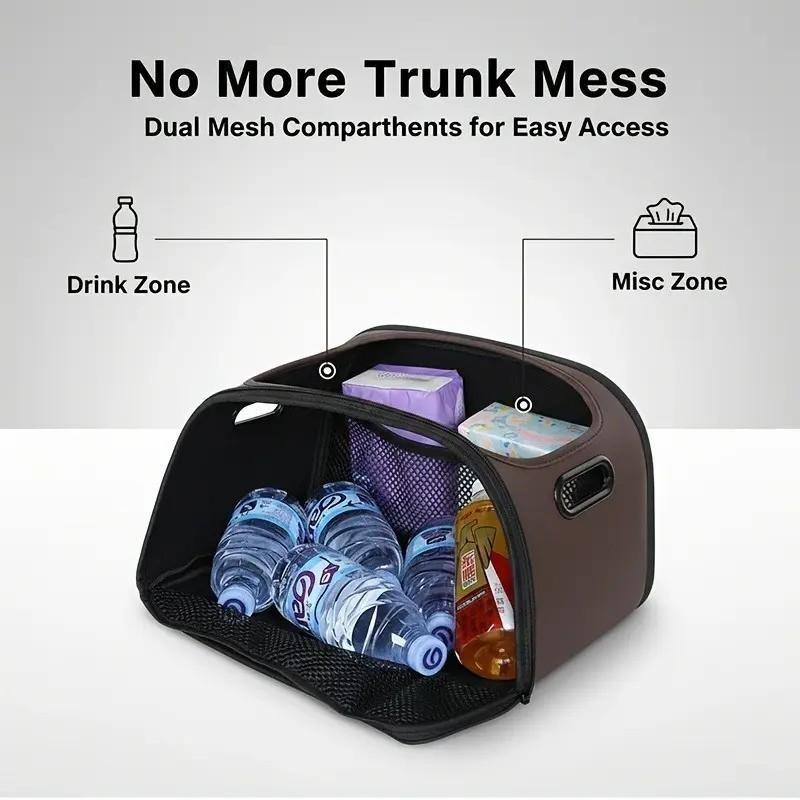 Luxury Leather Car Storage Box, Front Passenger Large Opening, Trunk Large Capacity Organizer, Multi-Functional Car Storage, Fits Various Models