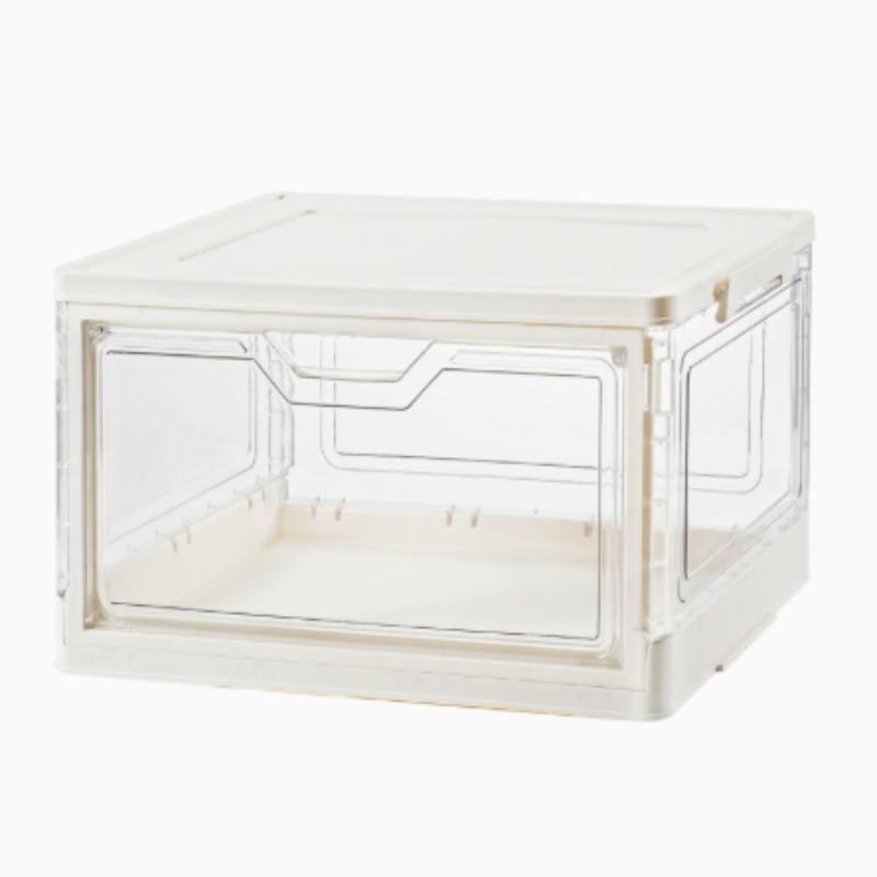 Clear Storage Bin with Lid 1 Pack - Stackable & Sturdy Plastic Multifunctional Folding Storage Bin for Bedroom, Living Room, Study, Toy Room, 23 QT