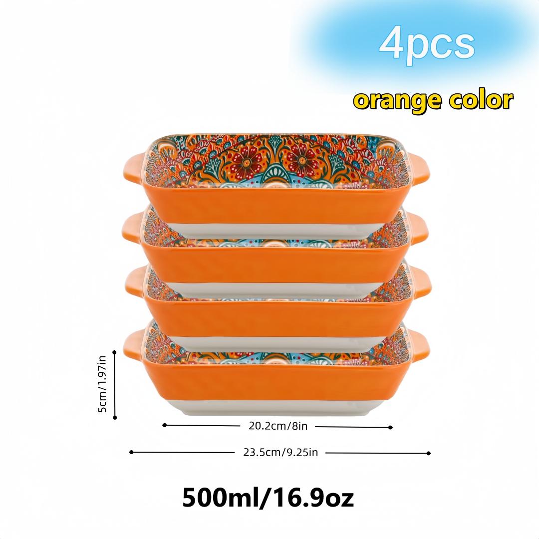 4pcs Rectangular Baking Set Bakeware with Dual Handles, Serving Plates for Sushi Dessert Salad, Microwave Oven Safe, Home Kitchen Use