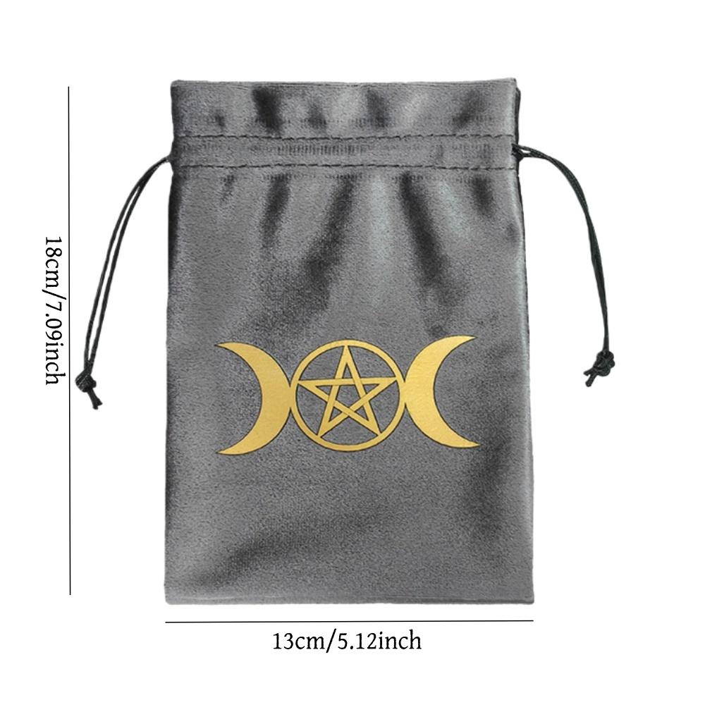 Tarot Card Storage Bag with Drawstring Pouch, Multifunctional Storage, Multiple Patterns, Fits Oracle Cards, Crystals, Jewelry, Data Cables, Ideal for Gift, Holidays, Birthdays, Graduation