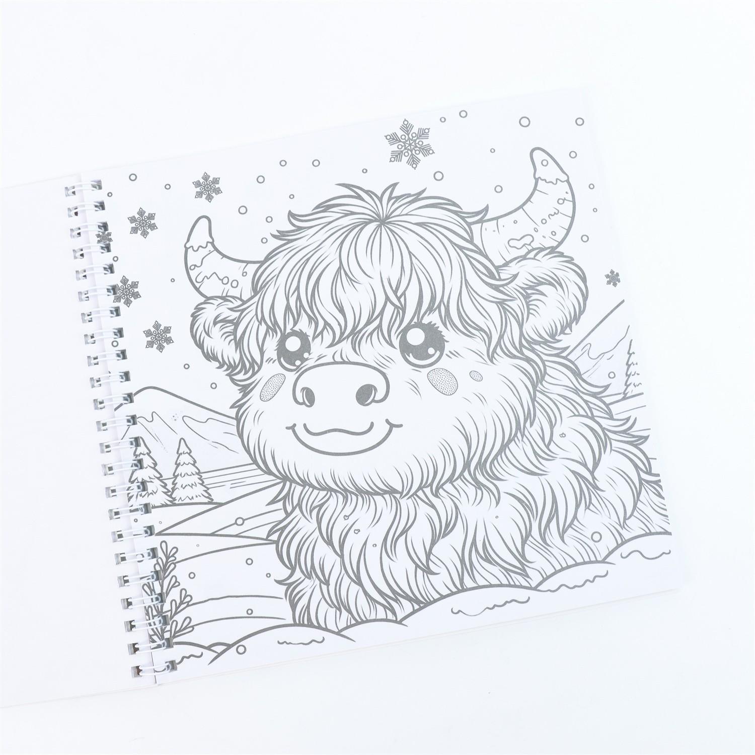Luxury Scottish Highland Cow Design Spiral Notebook, 24 Pages, Festive Decor, Creative Expression, Christmas Gift, Durable Binding
