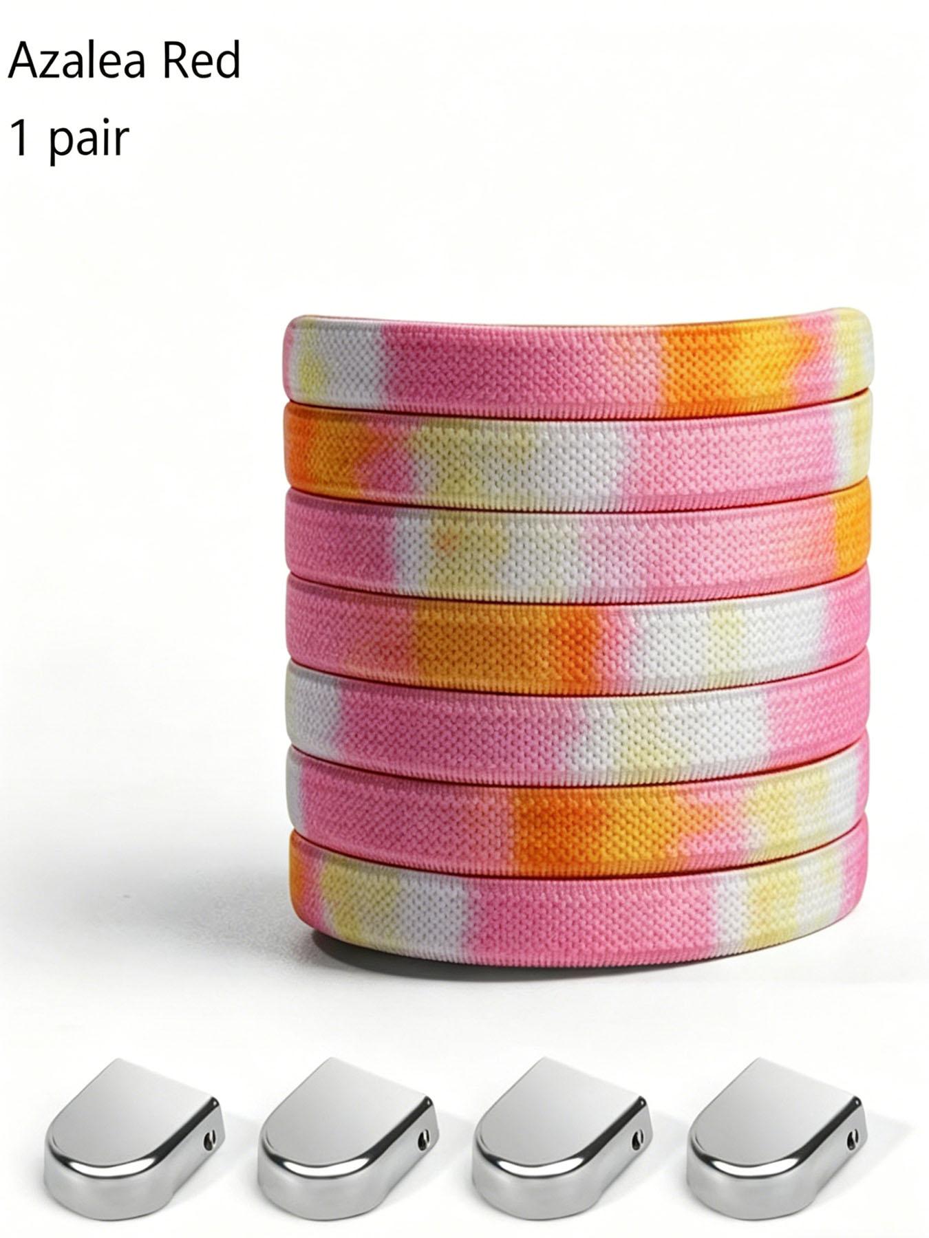 Dreamy Tie-Dye Lazy Shoelace, No-Tie Press Button, Gradient Color, Elastic Stretch, Wide Strap, for Sneakers, Dad Shoes, Sports Shoes, Commute, DIY Footwear