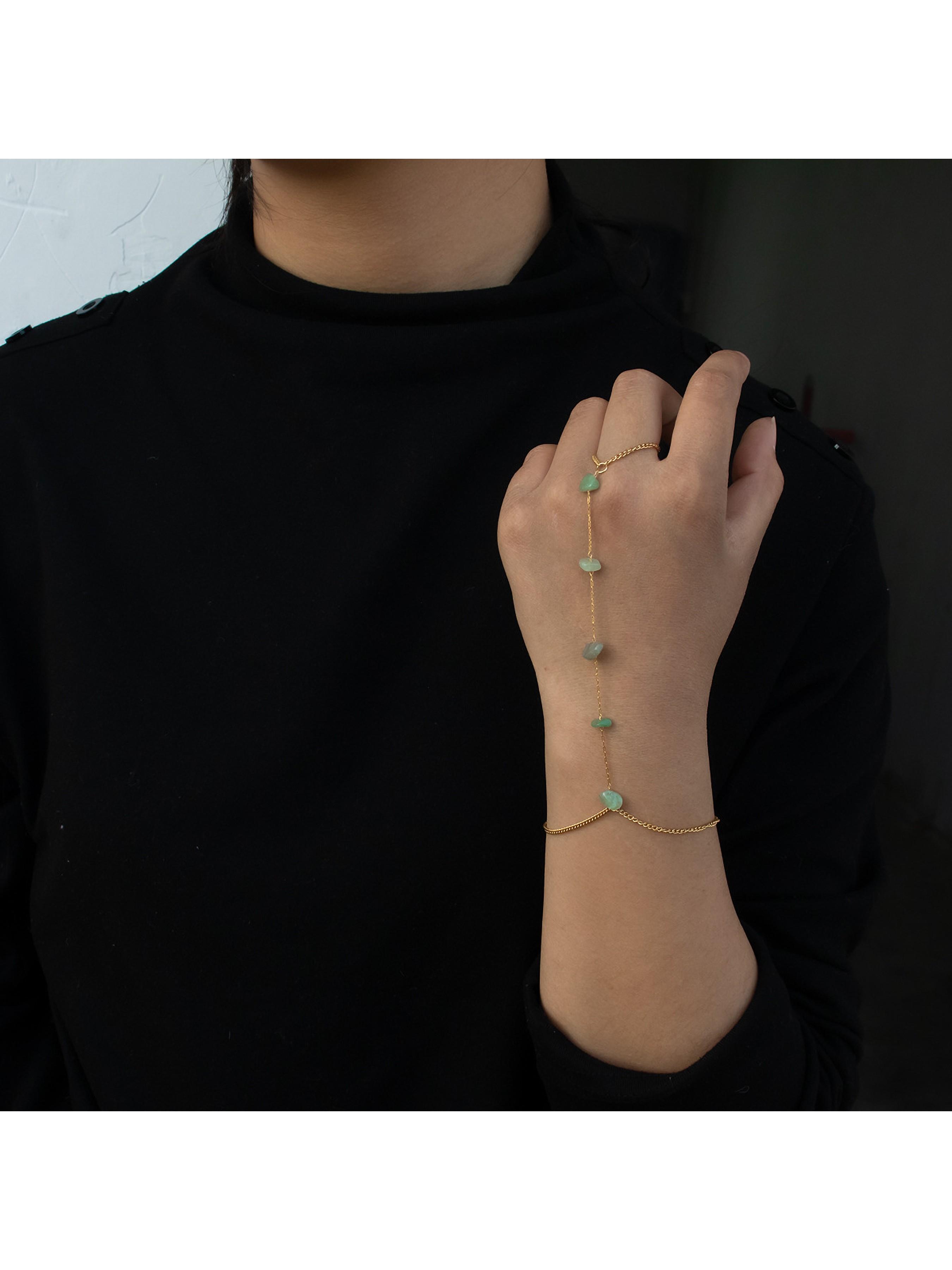 Natural Gemstone Back Bracelet Necklace, 14k Gold Plated Stainless Steel, Healing Crystal Pendant, Adjustable, Waterproof, Ideal Gift