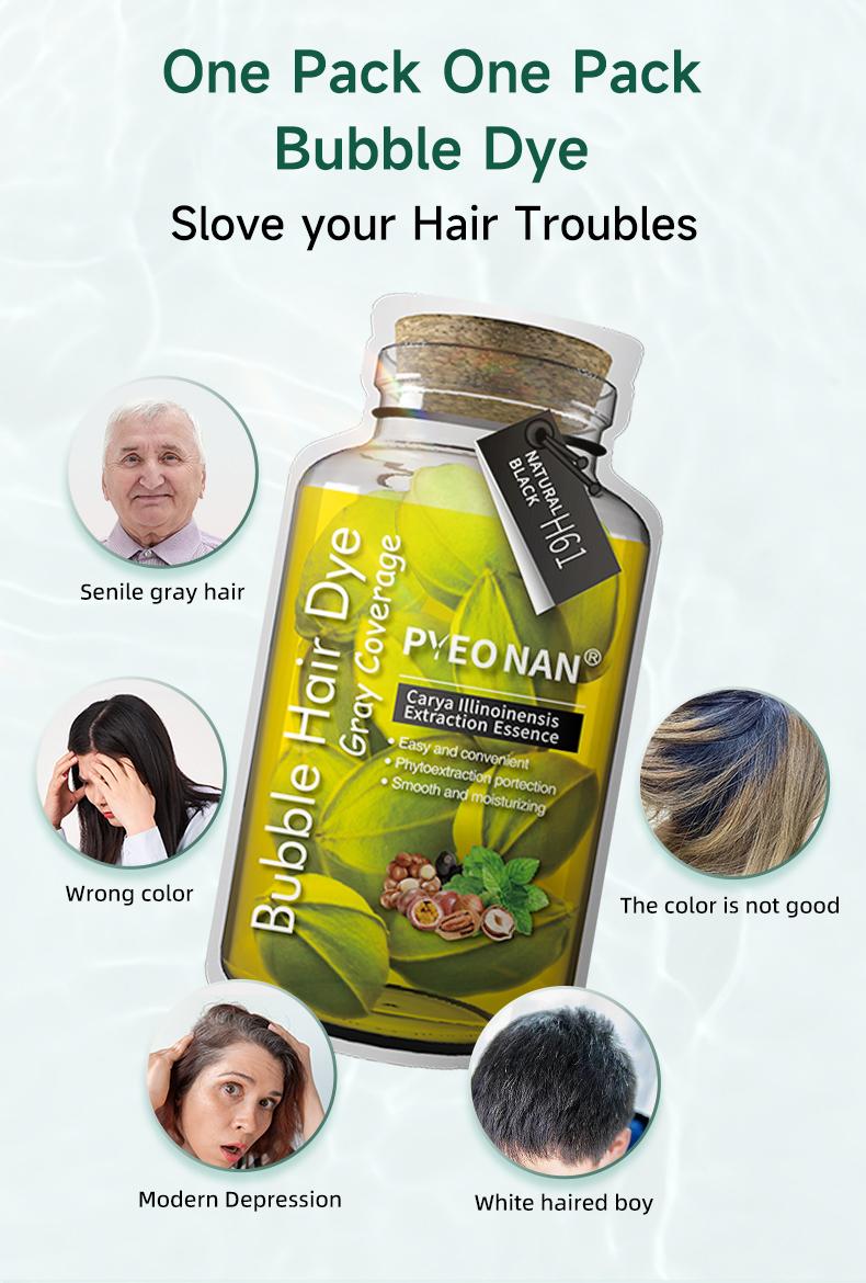 PYEONAN Unisex Bubble Hair Dye with Natural Plant Extracts, 2-in-1 for Gray Coverage and Hair Care, Gray Hair Turns into Black or Dark Brown with Herbal Ingredients, No Bleaching, 10 Bags Hair Color 5.6 Oz./160g PYEONAN Unisex Bubble Hair Dye with Natural Plant Extracts, 2-in-1 for Gray Coverage and Hair Care, Gray Hair Turns into Black or Dark Brown with Herbal Ingredients, No Bleaching, 10 Bags Hair Color 5.6 Oz./160g