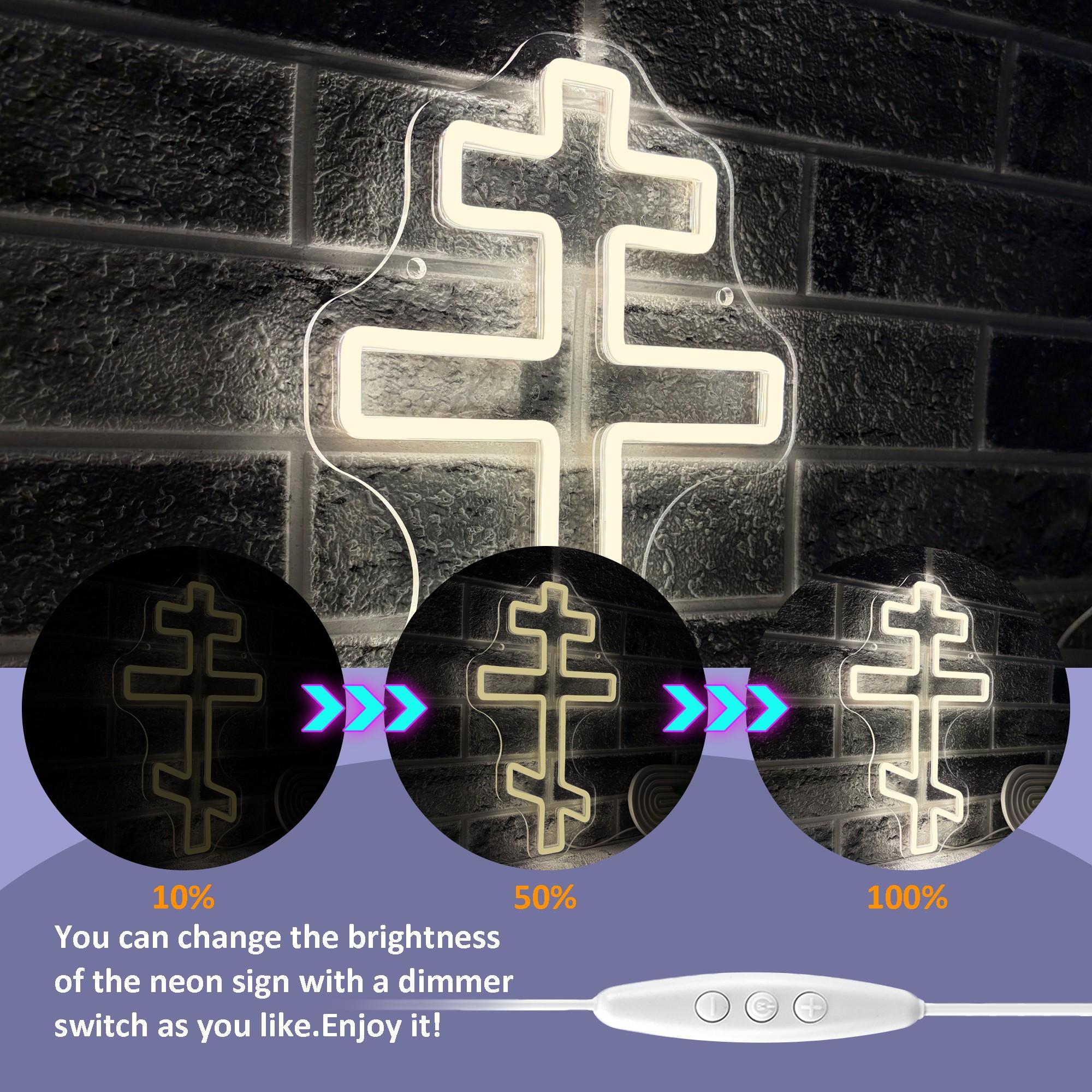 Eastern Orthodox Cross Neon Sign, Christian Faith Neon Light LED Jesus Decor Sign,for Religious Wall Art Prayer Room Bedroom Living Room Sainthood CelebrationDecor Birthday Gifts(14.1 *8.6 In)