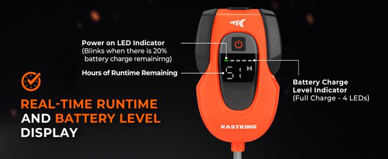 KastKing Li3 Aerator Pump - Rechargeable Battery, Real-Time Display, Multiple Airflow Settings, Aerator for Fish and Bait Buckets, Live Bait Aerator and More