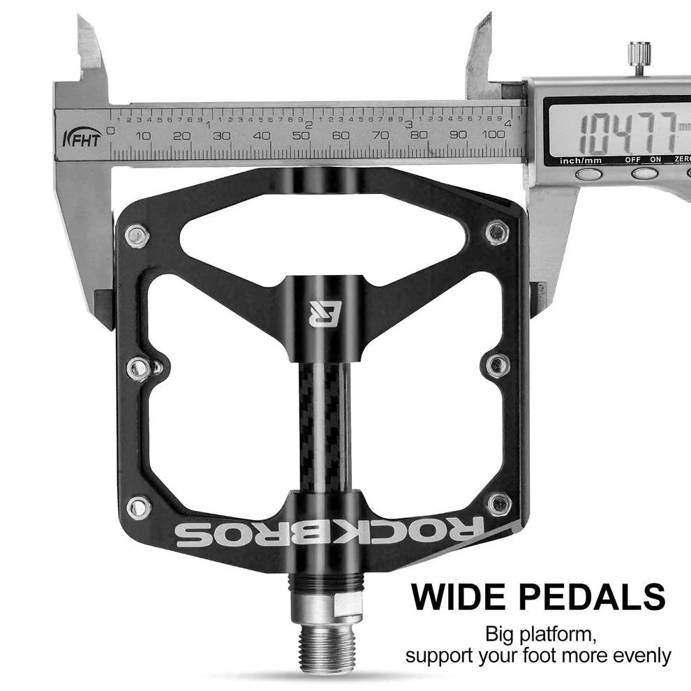 ROCKBROS Mountain Bike Pedals Flat Bicycle Pedals 9/16 Lightweight Road Bike Pedals Carbon Fiber Sealed Bearing Flat Pedals for MTB