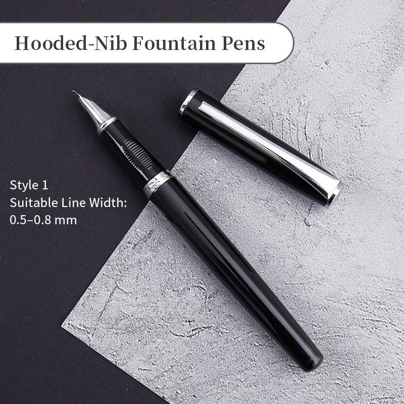 Liupintang Fude Nib Calligraphy Fountain Pen – Smooth Writing Pen for Beautiful Handwriting & Signature, Gift Set with 12 Ink Cartridges