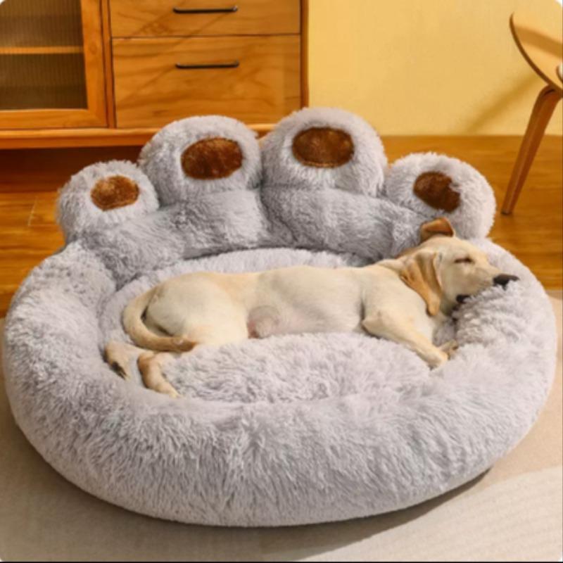 Bear Paw Plush Pet Bed, Soft Padding and Stable Support, Home