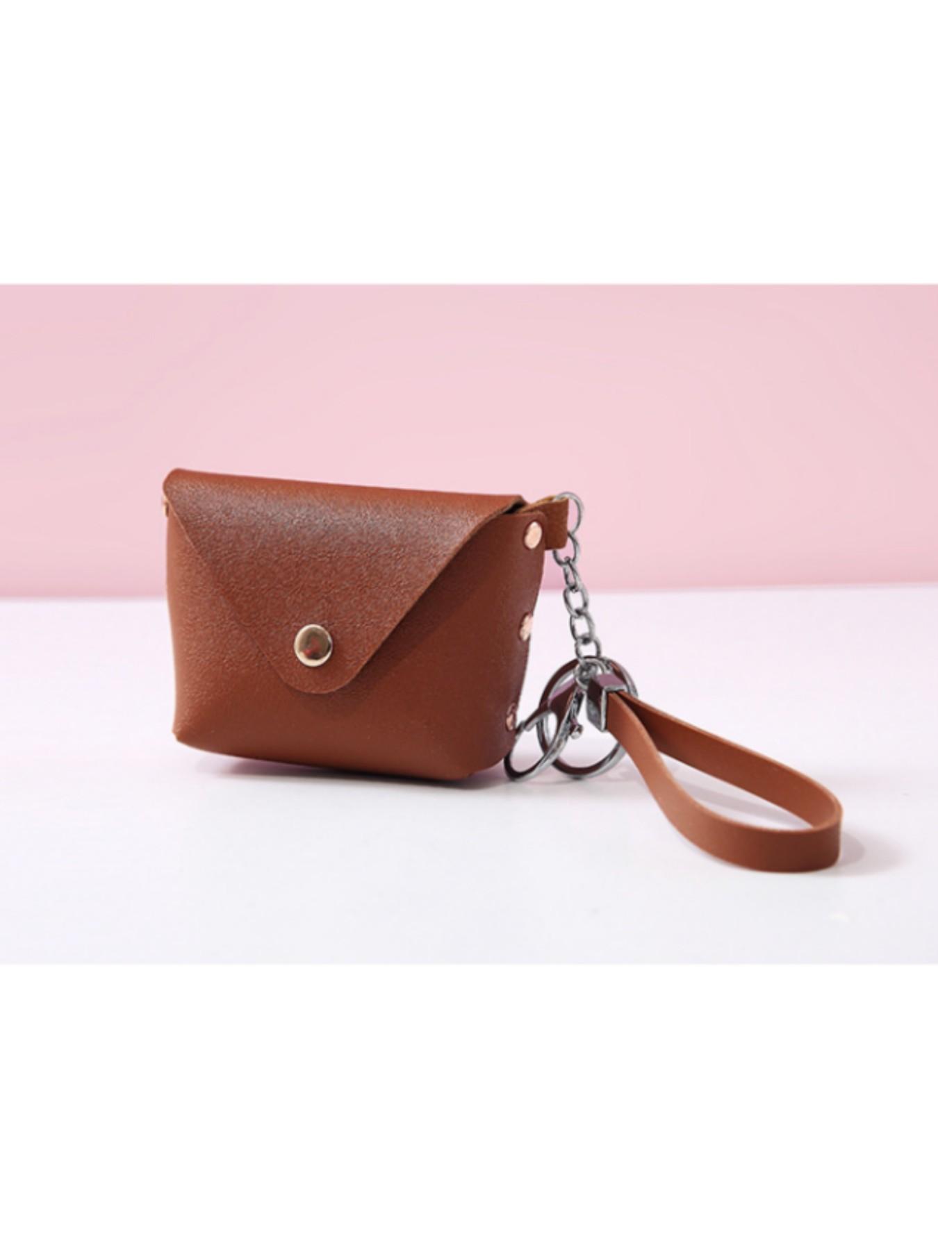 Korean Style Creative Keychain Bag, PU Leather Wrist Strap Coin Purse, Mini Storage Pouch, Boho Fashion Accessory for All Seasons