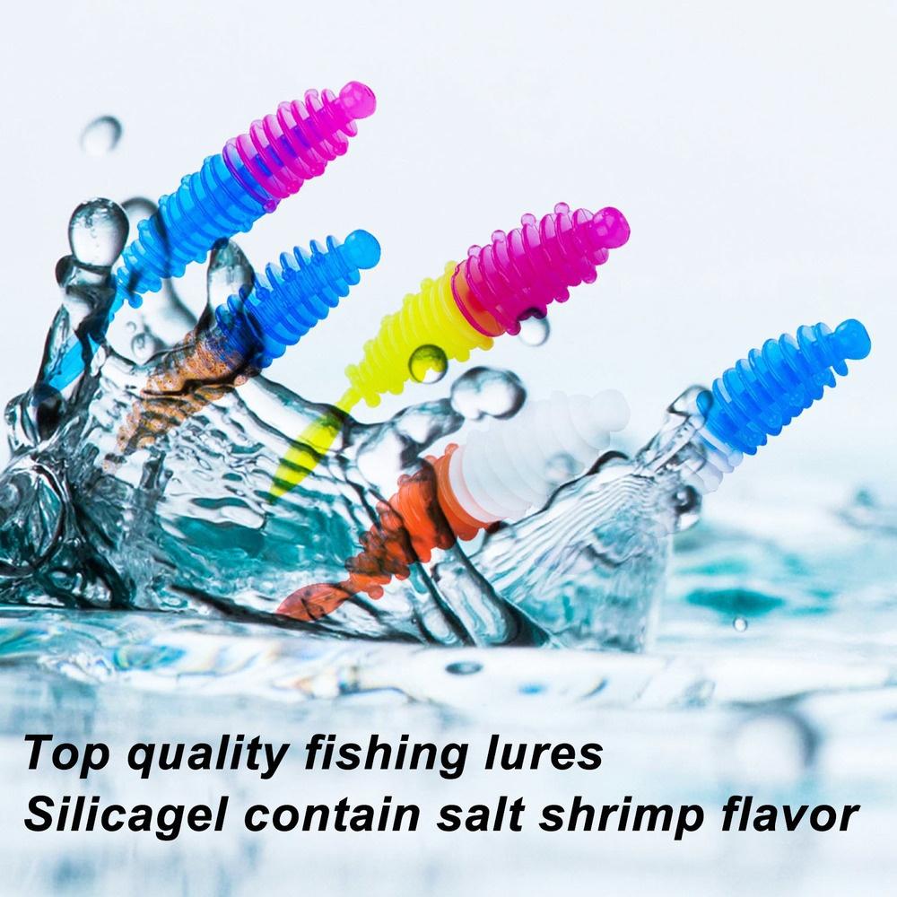 Micro Bionic Threaded Soft Lure Kit: 5.5cm 1.2g High-Sensitivity Silicone Baits, Fresh & Saltwater Fishing Gear, Multi-Color Portable Upgrade, Essential Soft Worms for Lure Fishing.