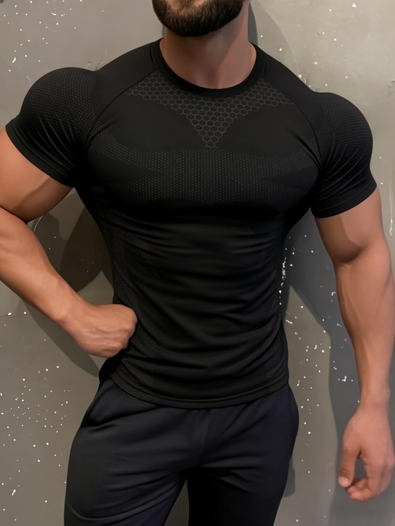Trendy Snake Print Gym Short Sleeve Quick-Dry High Elastic Tight Fit Tee, Iron Training Show Figure Versatile Sports Top