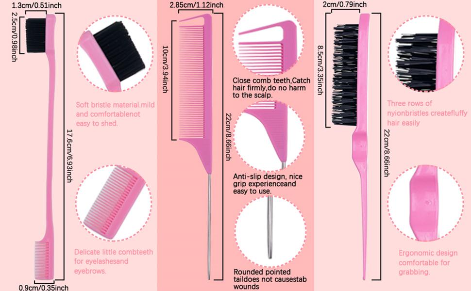 6 Count Edge Control Wax Stick - Strong Hold, Non-Greasy Styling Gel for Black Hair, No Flaking,  Haircare Smooth Organic Strawberry Portable Brush