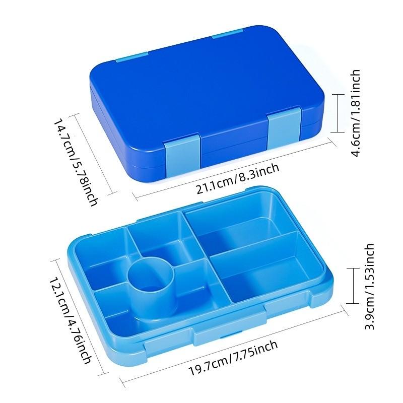Portable Dual-Clasp Student Bento Box, Leak-Proof Lunch Container with Compartments, Square Microwave Heating Friendly