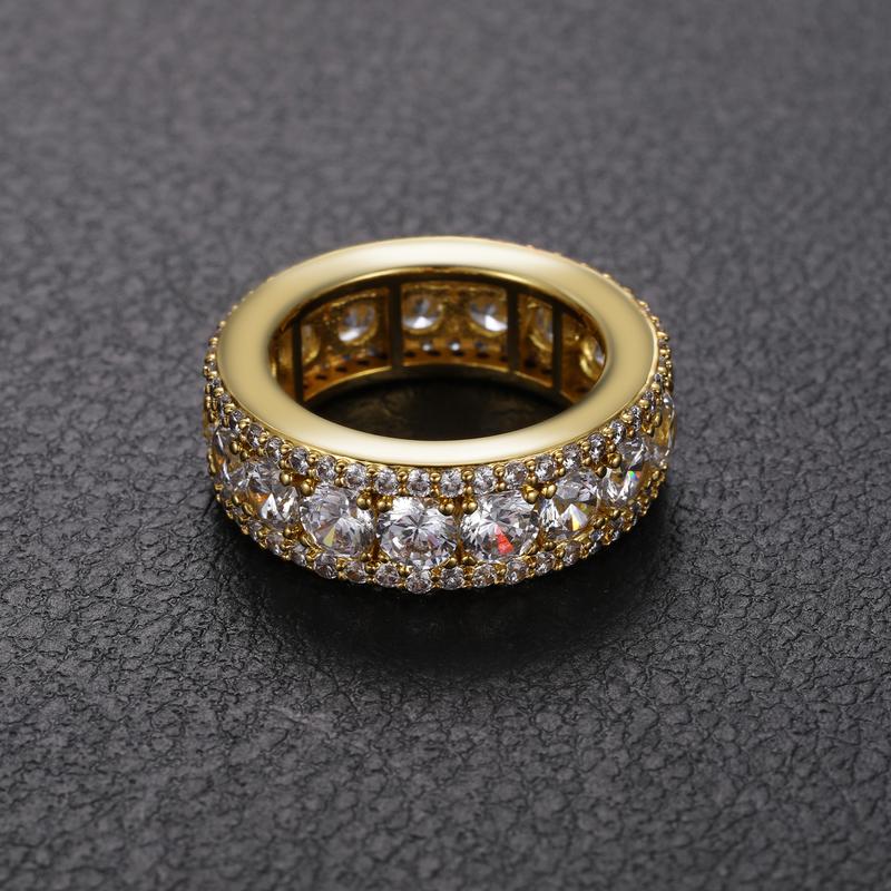 【#R44】UCCIYO 8mm Synthetic Moissanite Rings For Men Hip Hop Jewelry Sterling Silver S925