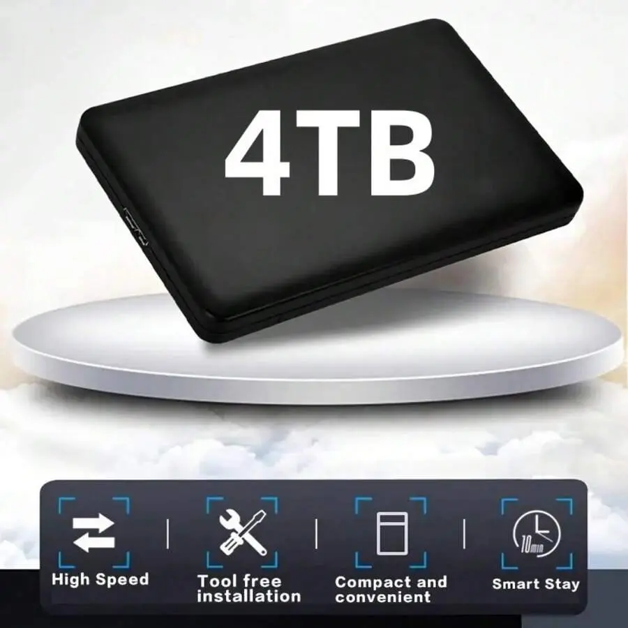 2TB/ 4TB Ultra Speed Portable External Drive, Capacity Speed External Portable Drive, Portable 2TB/ 4TB HDD External Drive, Minimalist Design, Reliable Storage, Suitable Gamers, Students, Professionals, Compatible With Iphone, IPad, Windows, , IOS, (USB 3