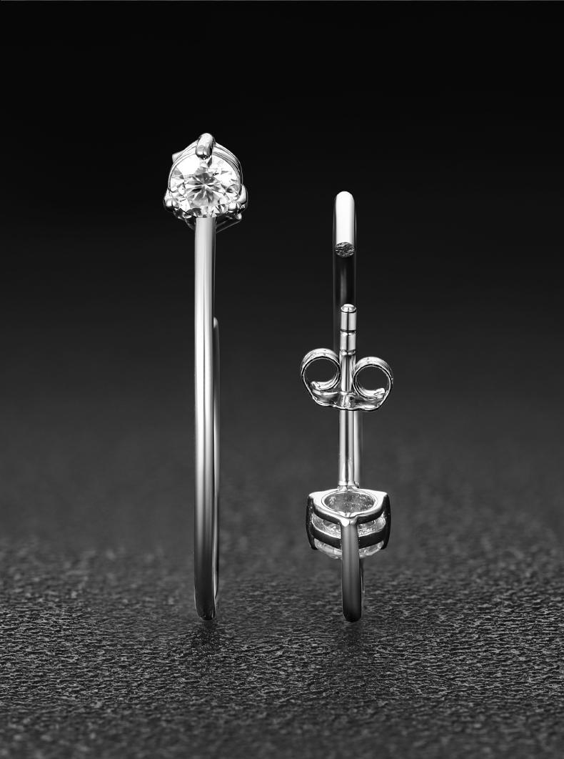 [Grace] Synthetic Moissanite Ear Hoops Gifts for Women Sparkling Wedding Gift, 925 Sterling Silver with 7 Layer 18K White Gold Plated Hypoallergenic Round D Color VVS1 Clarity Lab Create Diamond Earrings