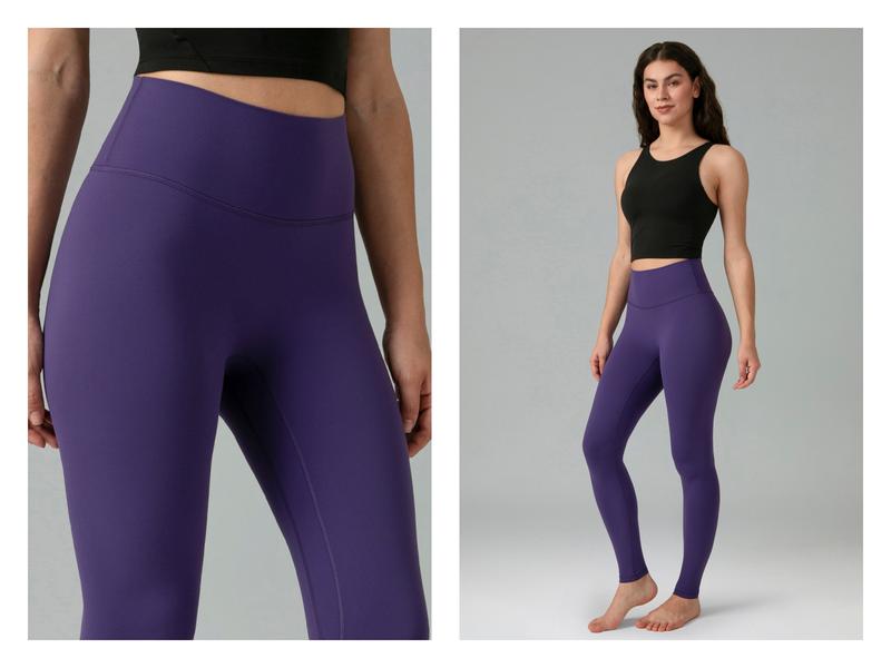 Colorfulkoala Women's No Front Seam Leggings Light Color Edition Dreamlux  High-Waisted Yoga Pants Tummy Control Athletic Workout Leggings with Inner Pocket 25"/28"