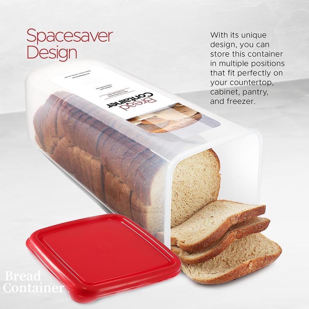 FAXHION 1/2 Pack Plastic Bread Box - Flip-Top Rectangular Storage Container with Reliable Leak-Proof Seal, Maintains Freshness for Kitchen Food Preservation, Upgraded Lock Design