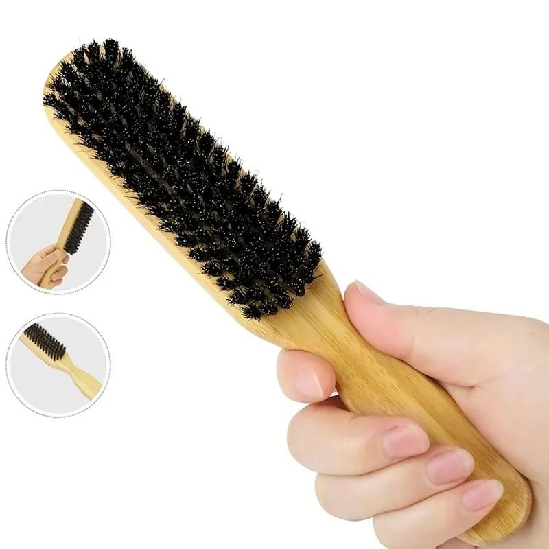 Bamboo Handle Hair Brush with Soft Bristles, Elegant Design for Styling, Smooths and Straightens Hair, Gentle Detangler, Unisex Use