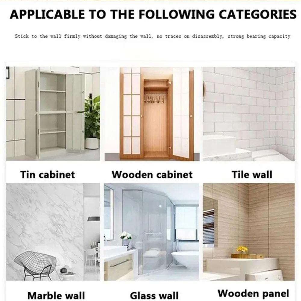 No Drill Shelf Supports, Heavy Duty Adhesive Brackets for Closet Organizer, Adjustable Dividers, Invisible Spacer, Bathroom & Kitchen Shelf Clips, Load-Bearing Removable Extenders, Wall Mounted Hooks, Moisture-Proof Storage Rack.