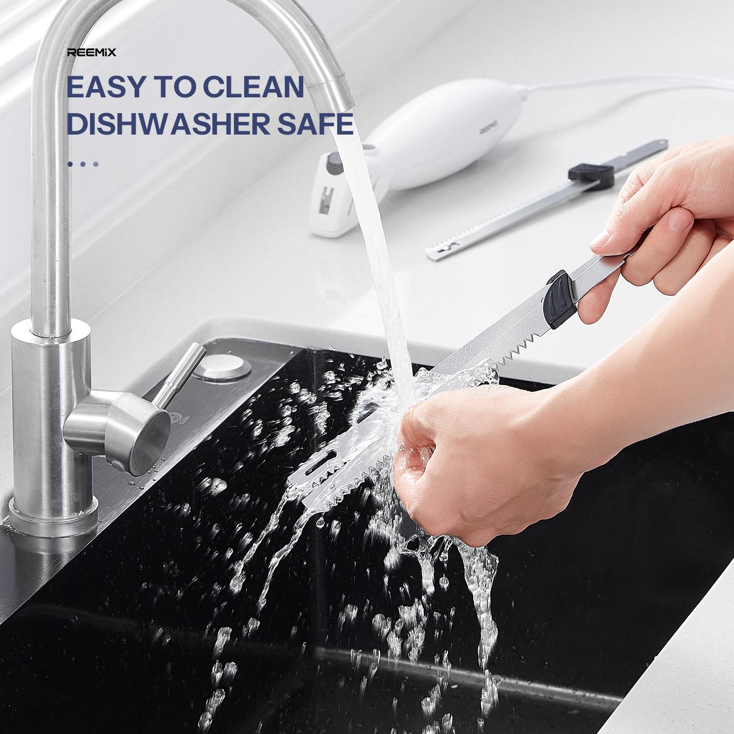 Electric Knife, Electric Knife Set for Carving Meats, Poultry, Bread, Crafting Foam & More, 2 Blades for Meats & Bread, Fork Included (White)