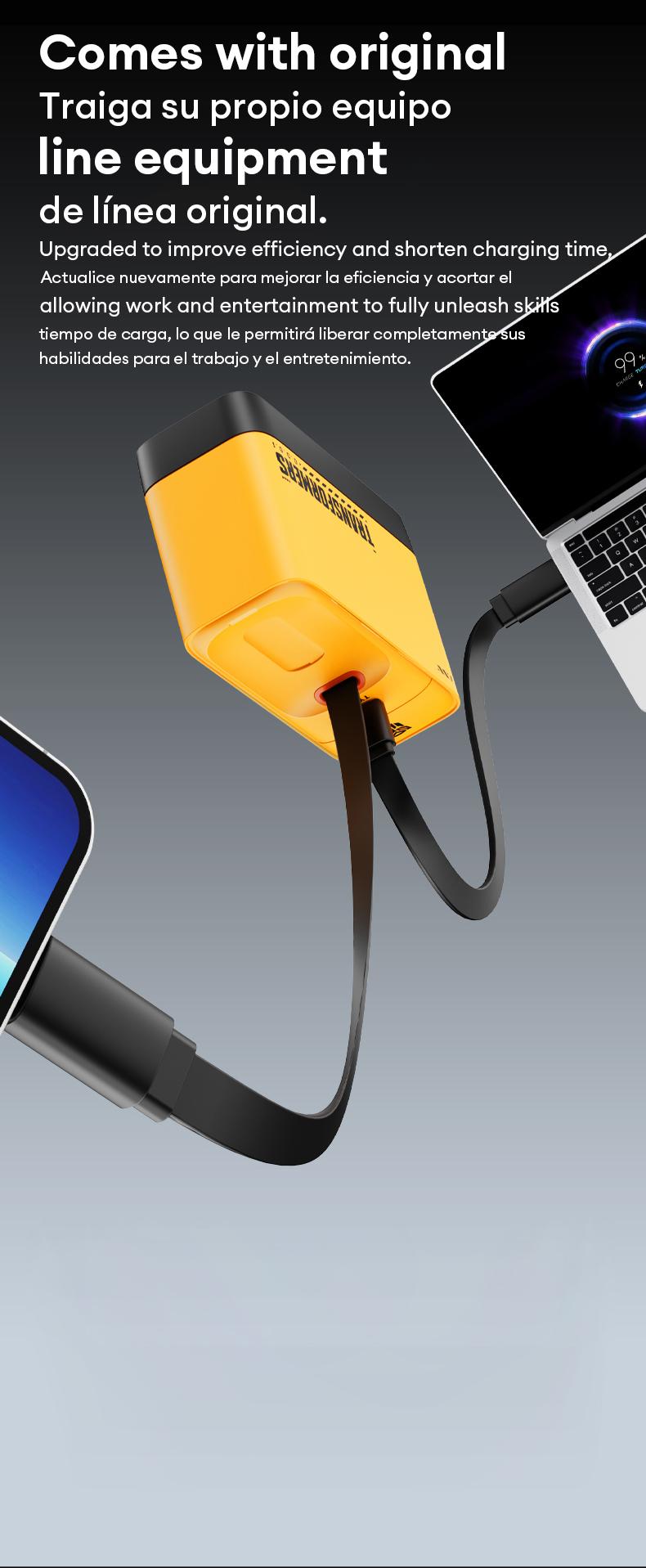 Transformers TF-S01 Retractable Charger Cable Charging Integrated  Freely Retractable Cable, 140W Ultra-fast Charging, Independent Temperature Control Chip, Perfectly Compatible with Multiple Devices