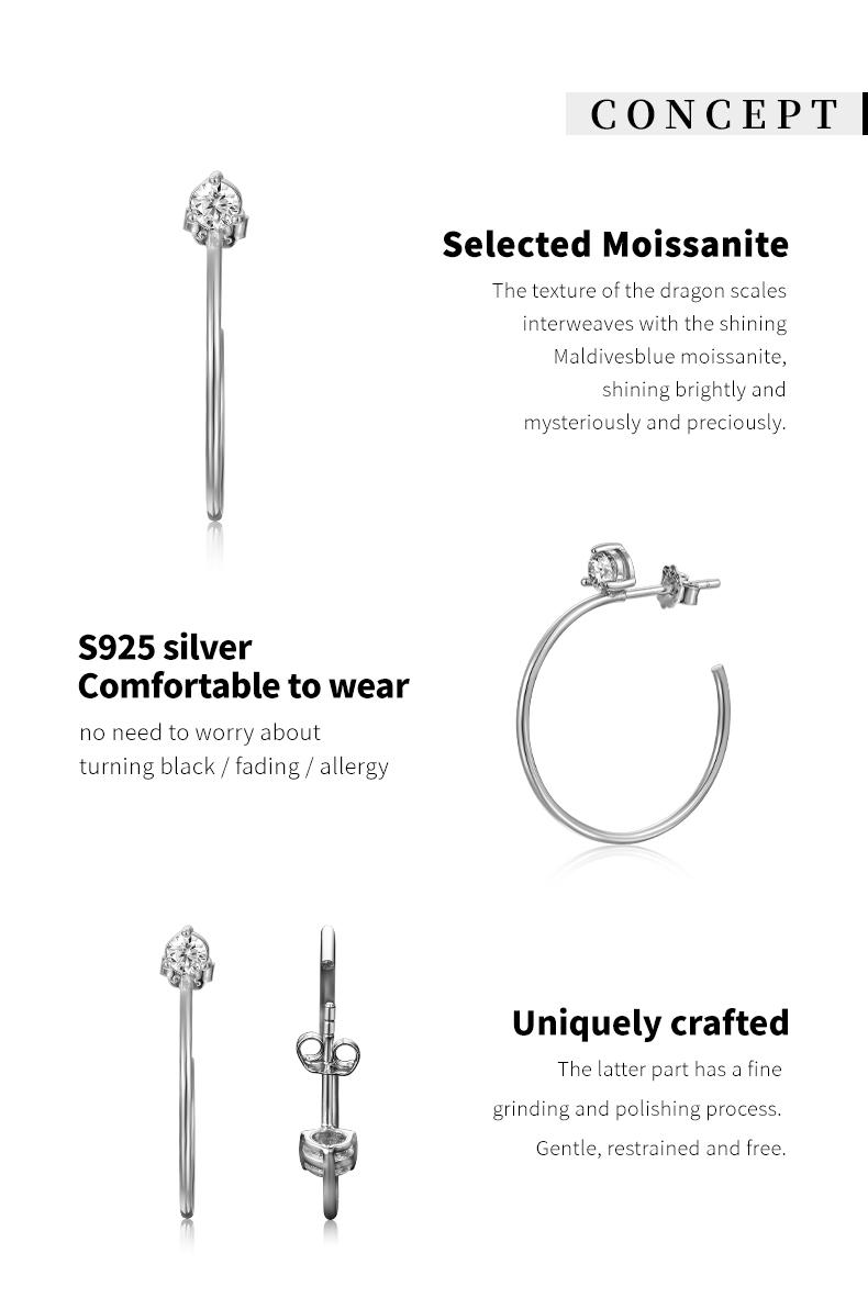 [Grace] Synthetic Moissanite Ear Hoops Gifts for Women Sparkling Wedding Gift, 925 Sterling Silver with 7 Layer 18K White Gold Plated Hypoallergenic Round D Color VVS1 Clarity Lab Create Diamond Earrings