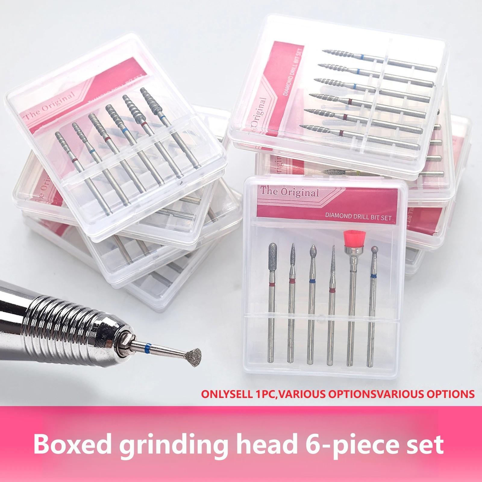 6Pcs/set Nail Drill Bits Set Nail Bits For Nail Drill Professional Diamond Drill Bit Set Electric Cuticle Rotary Manicure Nail Drill Bits Pedicure Grinding Head Sander Tools For Acrylic Gel Nails Home Salon Diy Manicure