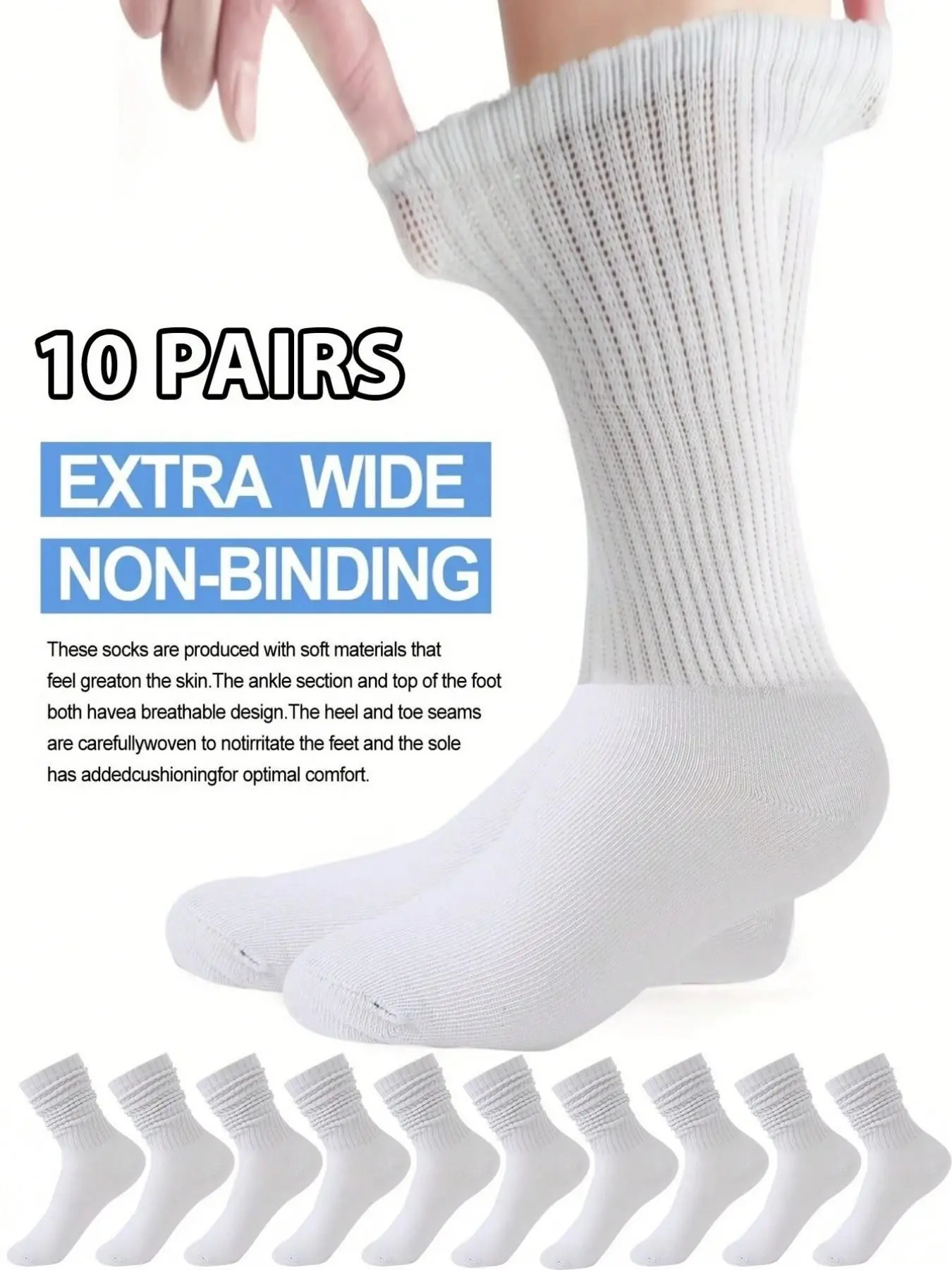 Men’s mid-calf socks, comfortable ankle socks, unisex, breathable, seamless toe, elastic, ideal for swollen feet, fall season