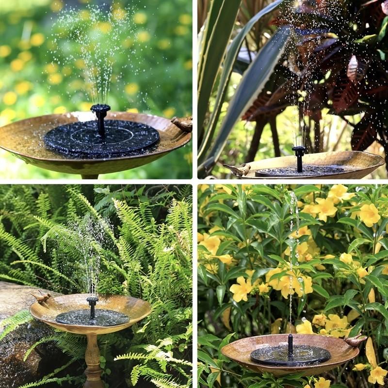 Solar Fountain Pump 18cm/7.1inch, 6 Nozzles, Ideal for Bird Bath, Pond, Garden, Pool, Fish Tank, Outdoor Aquarium